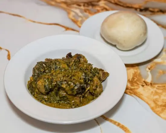 Amala with soup at Akin's African Restaurant, West End, Winnipeg