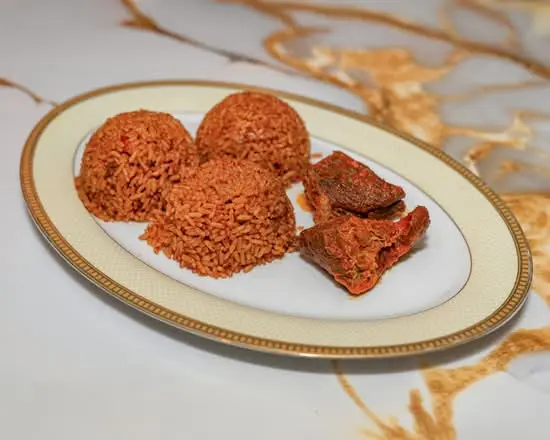 Jollof Rice and Beef at Akin's African Restaurant in Winnipeg's West End