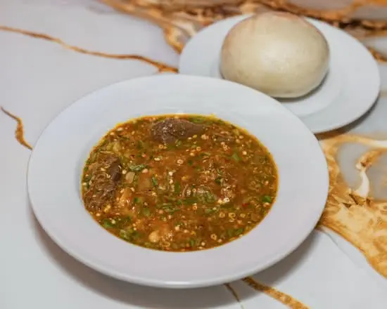 Pounded Yam and Okra Soup at Akin's African Restaurant in Winnipeg
